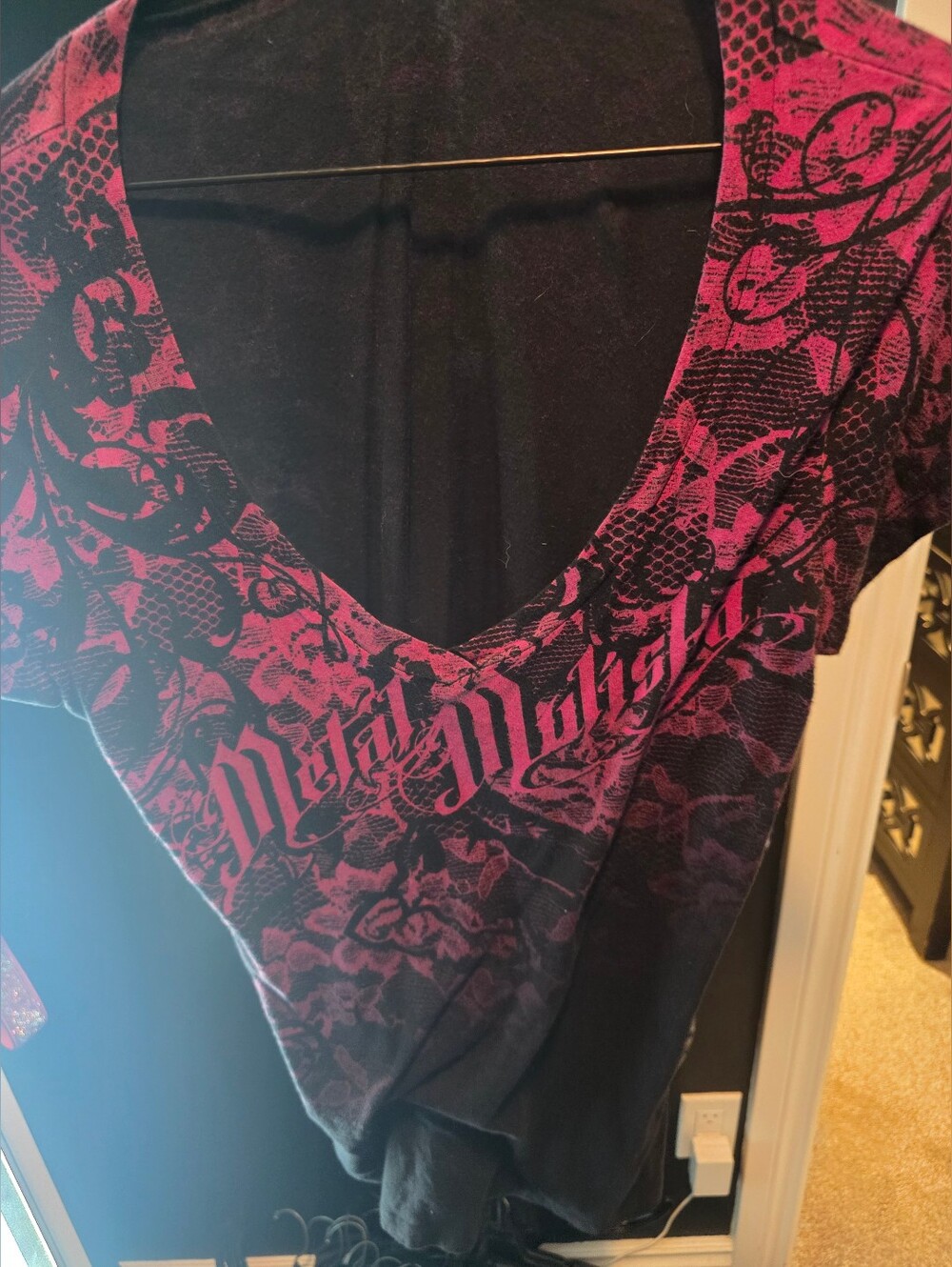 Metal Mulisha Black Tee with Lace Design